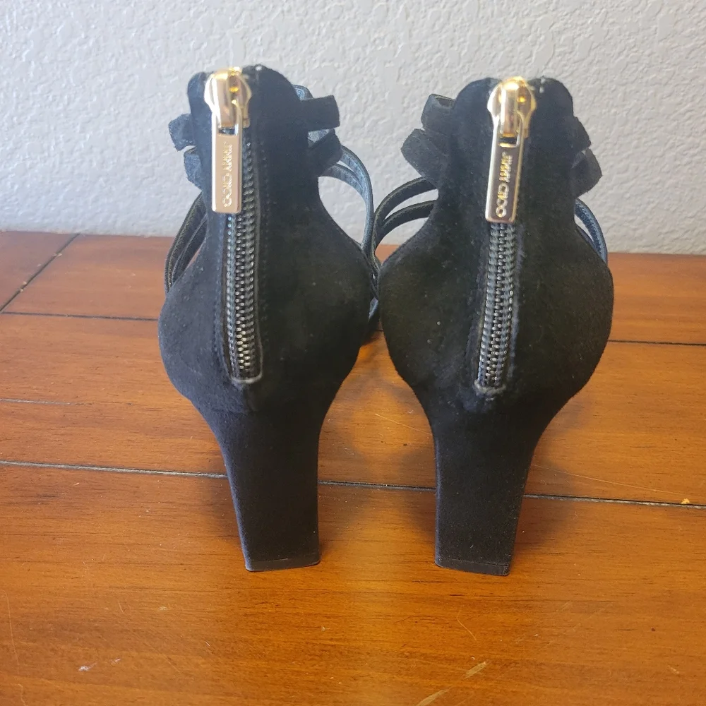 Jimmy Choo Black Selina 85 Suede Strappy Sandals